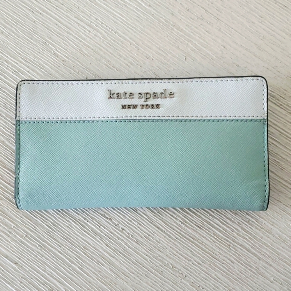 Kate Spade Mint and White Wallet Cameron